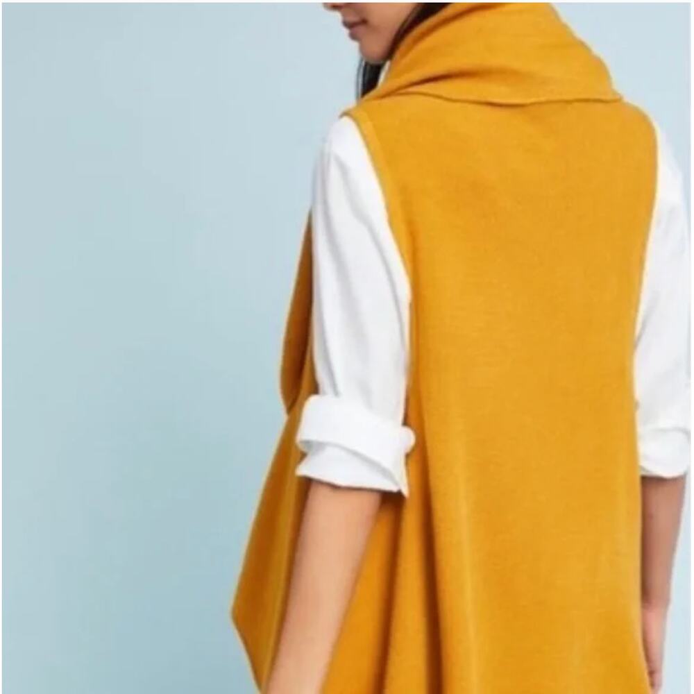 Anthropologie Moth Mustard Sleeveless Cardigan Vest - Picture 4 of 4